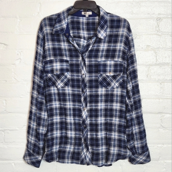 Kut from the Kloth Plaid Button-Front Top - Picture 1 of 6